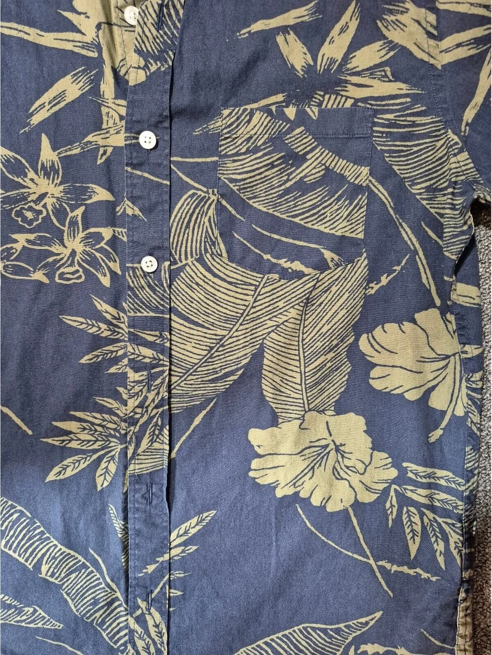 J.Crew Mercantile Flex Men’s M Blue Tropical Floral Hawaiian Button-Up Shirt